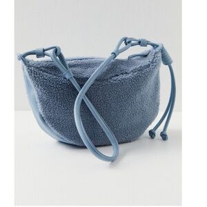 NWT! Free People Suki Sherpa Sling Bag Purse Cloud Blue